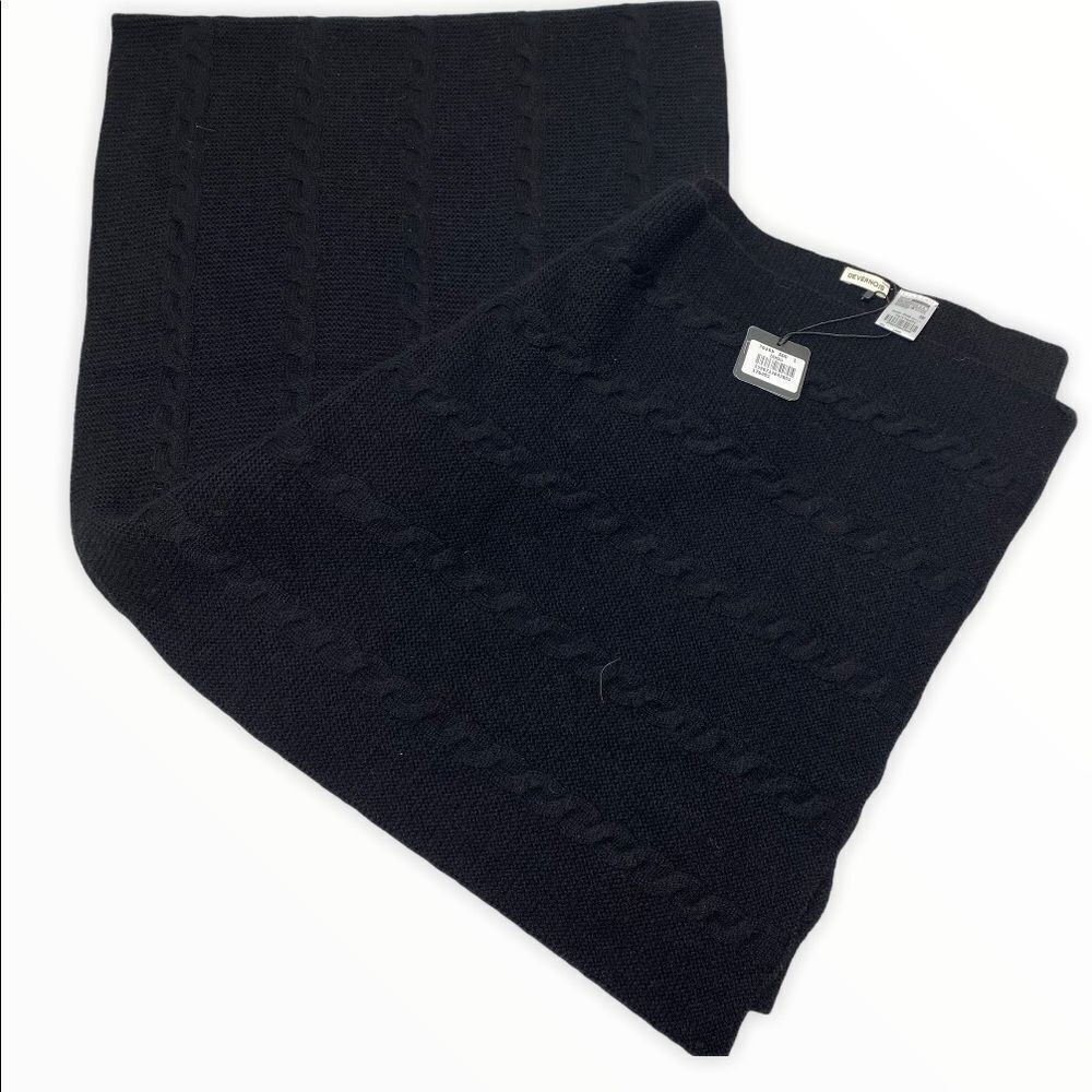 Devernois Twisted Wool and Cashmere Black Scarf NEW
